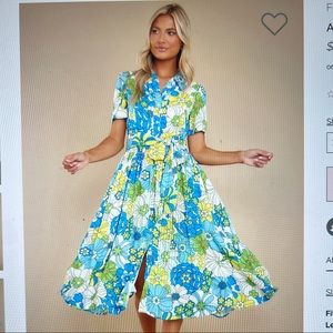 multi floral blue dress NEW